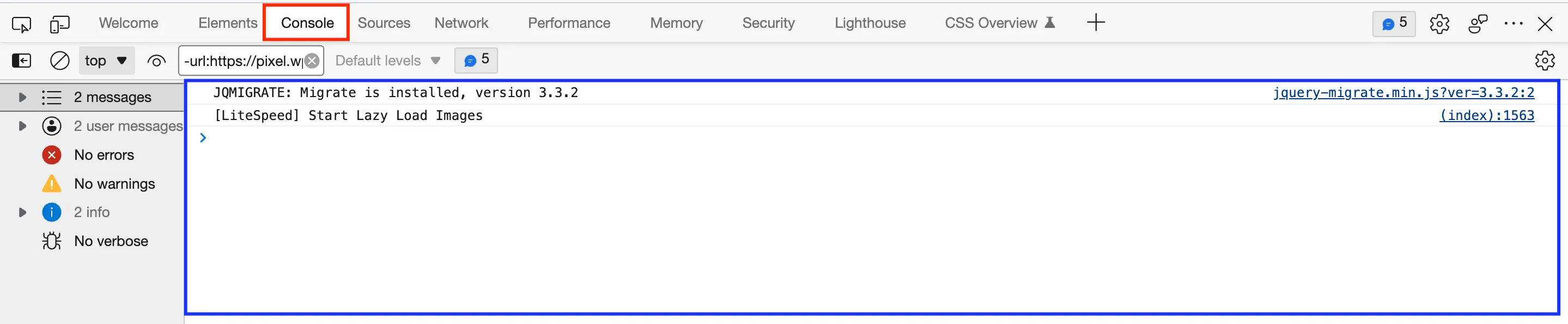 Browser Console in Developer Tools