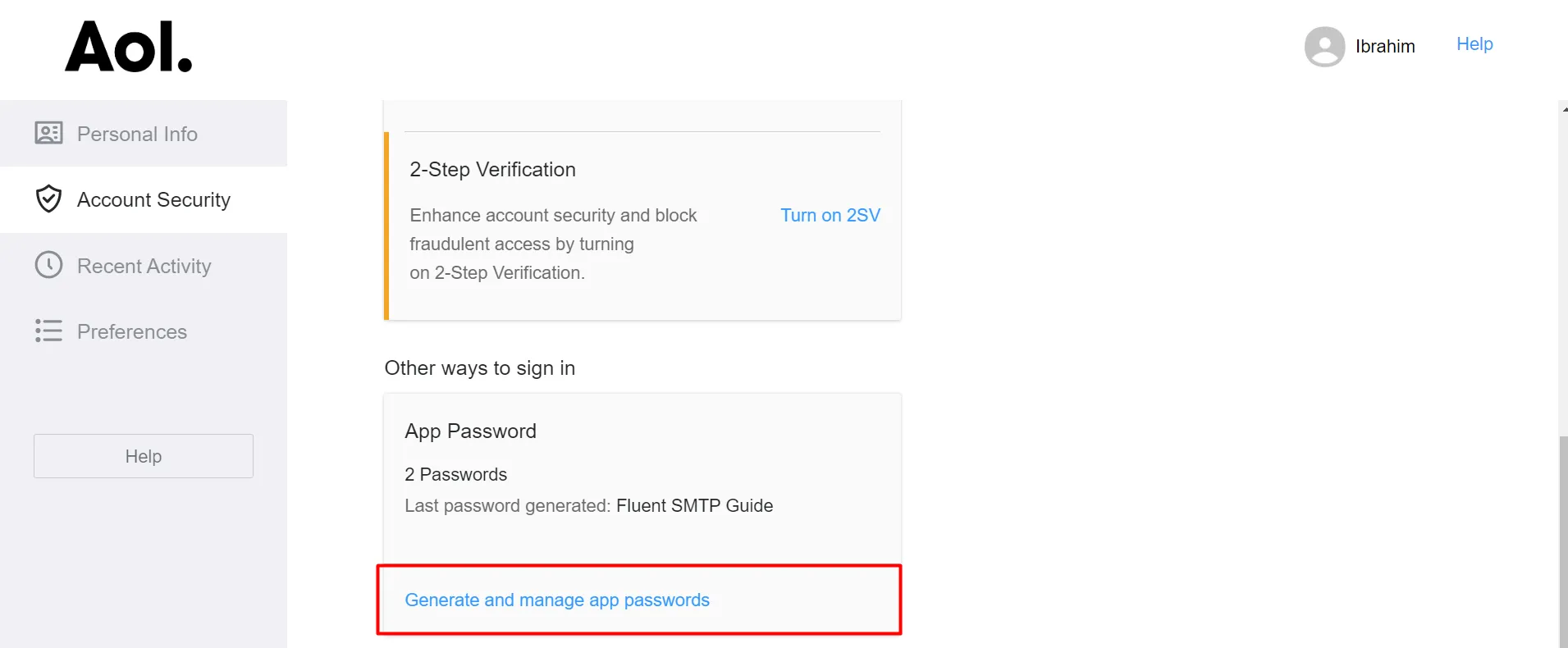 Generate App Password