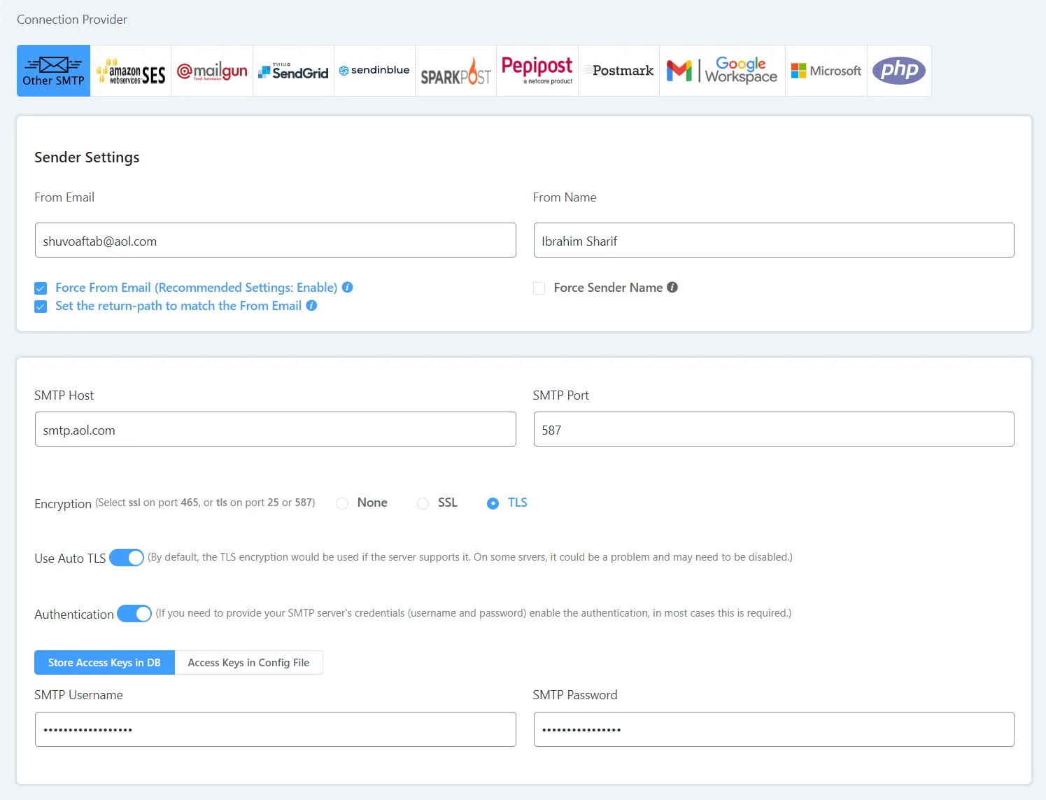 FluentSMTP Settings