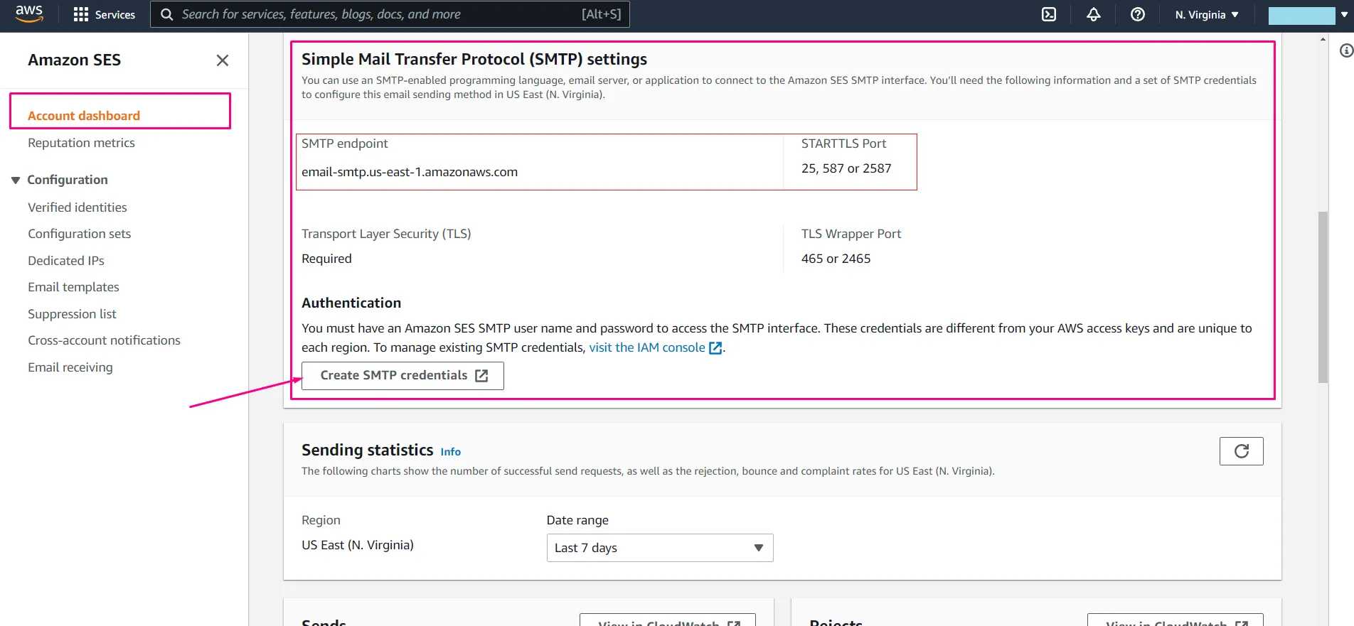 Create SMTP Credentials in AWS SES