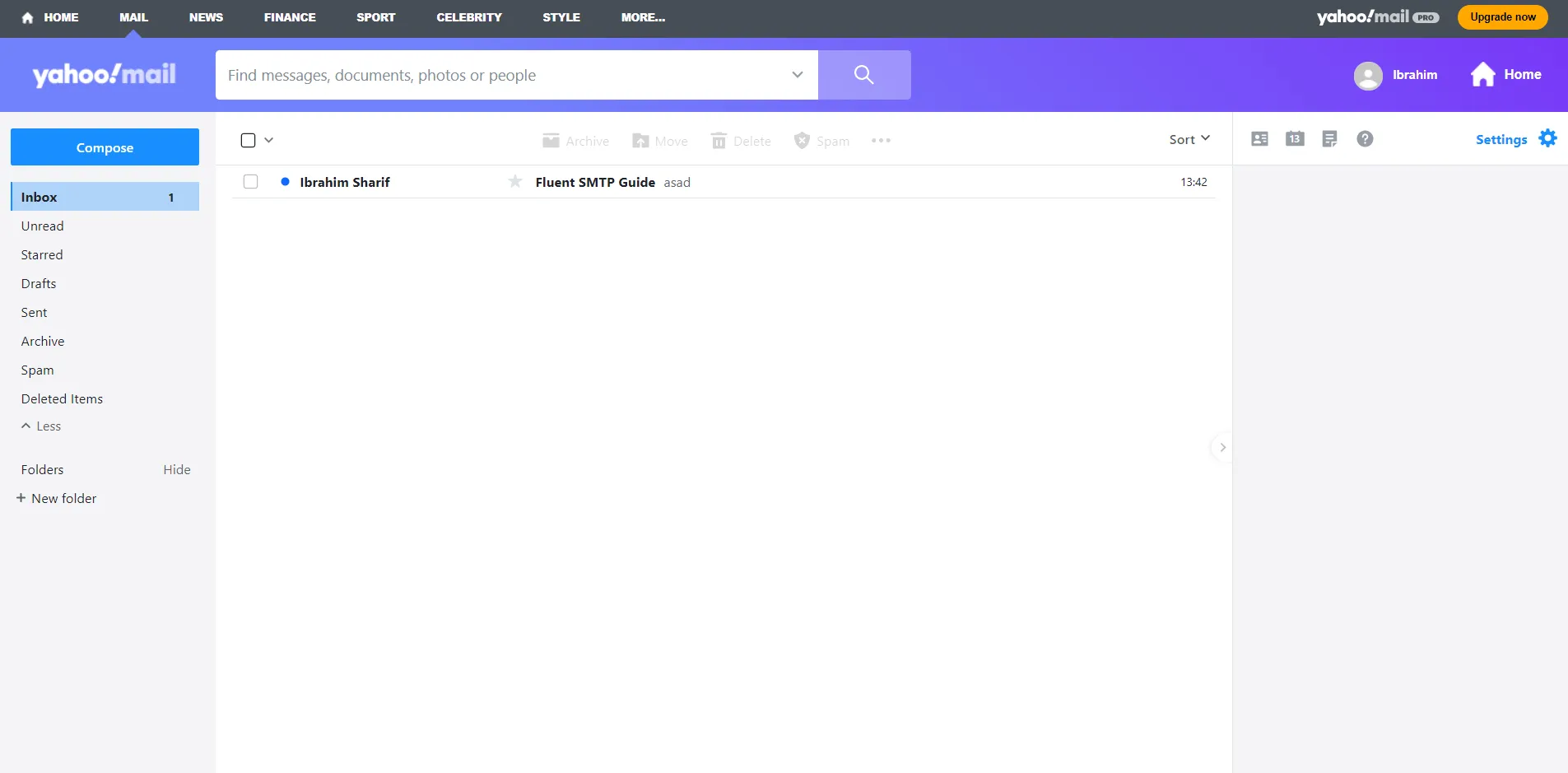 Yahoo Mail dashboard screenshot