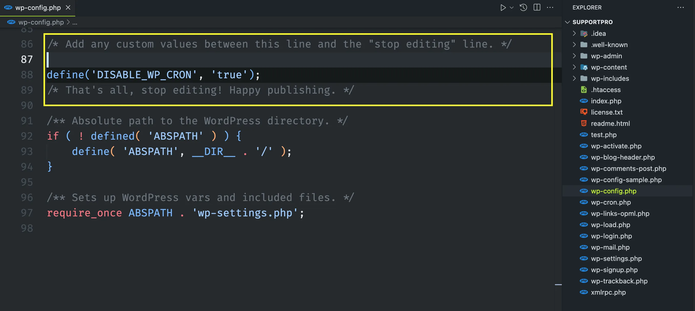 Disable WordPress cron in wp-config.php